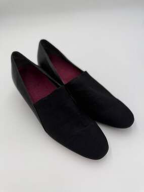 Munro Black Leather Suede Slip-On Low Heel Pumps Shoes Size 8.5 M